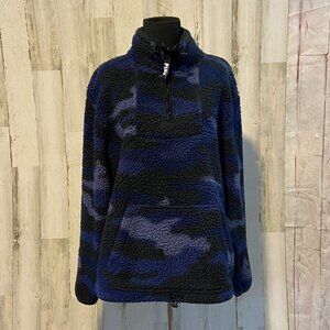 CLEARANCE! PINK Victoria's Secret Size Large Quarter Zip Faux Sherpa Fleece Navy